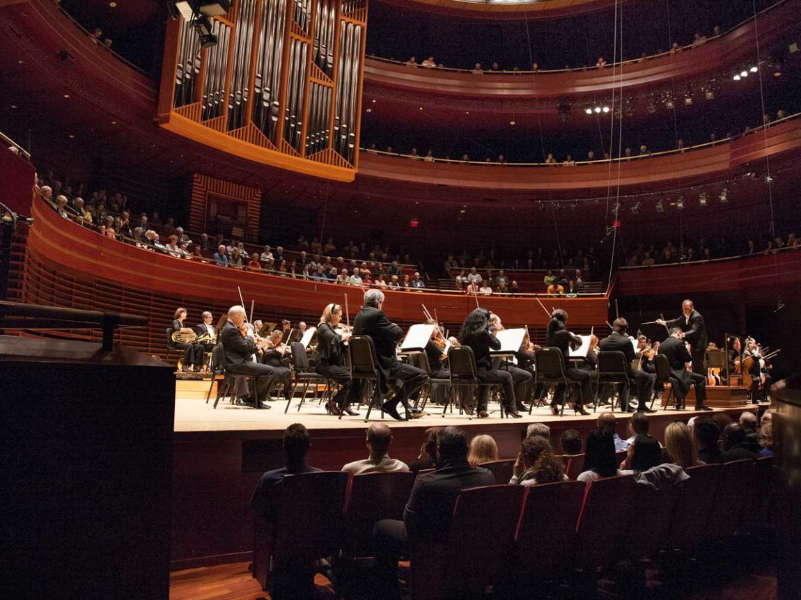 the Philadelphia Orchestra performing in the Kimmel Center