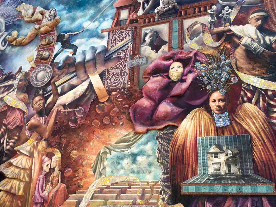 a section of the Philadelphia Muses mural, depicting the muses