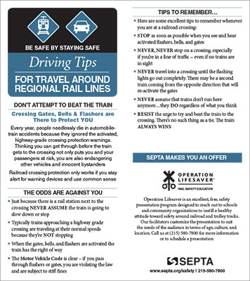 download the Regional Rail driving safety tipsheet