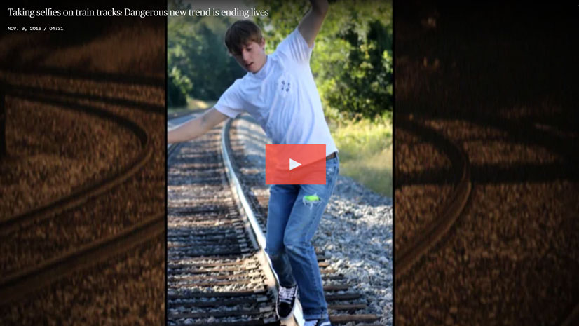 Go to video, Taking selfies on train tracks: Dangerous new trend is ending lives