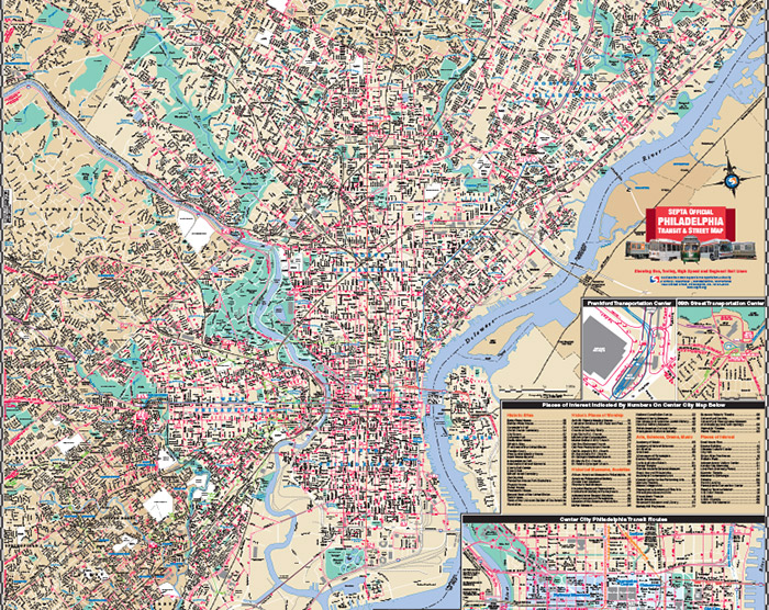 Philadelphia transit and Street Map